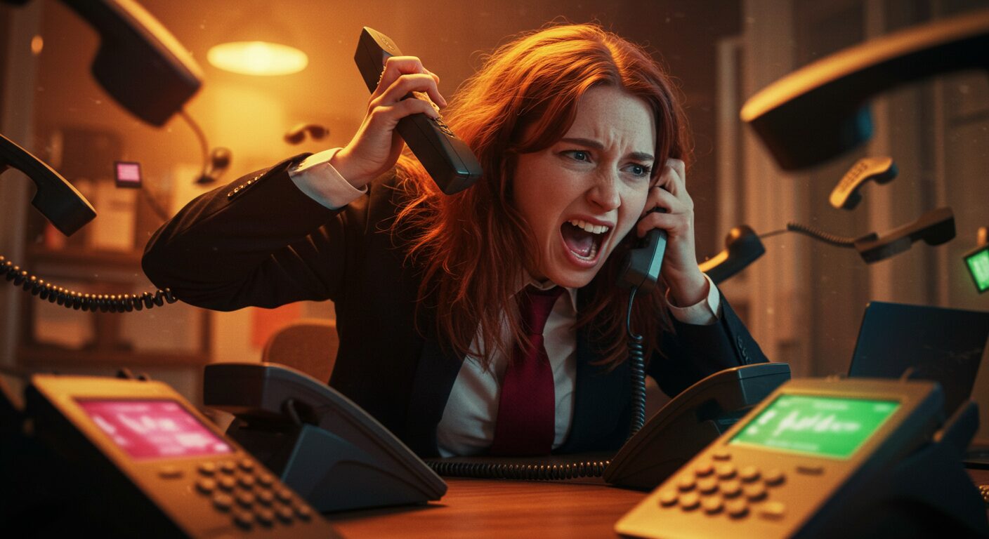 電話攻撃に困っている人のイメージ