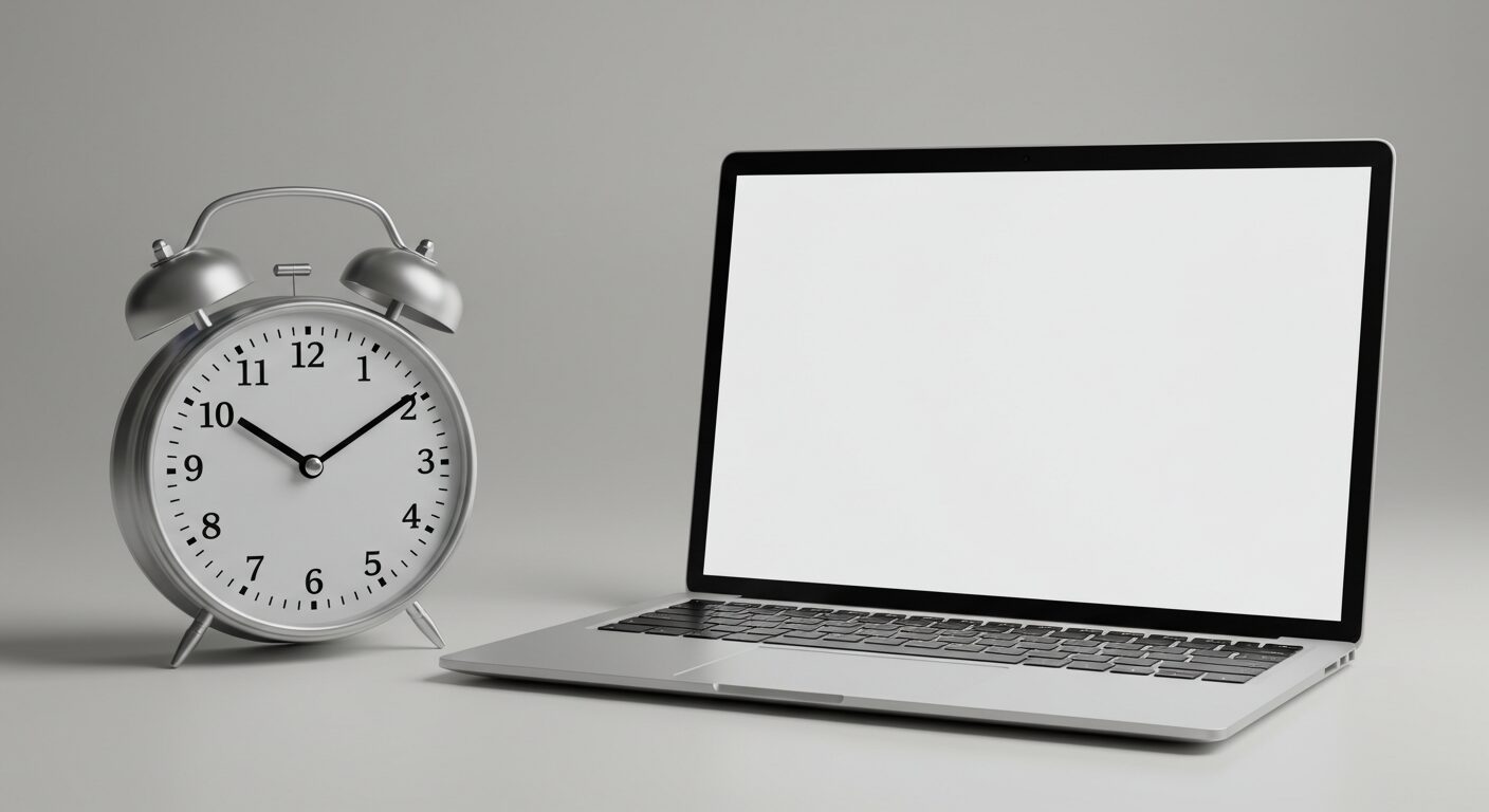 時計とノートパソコン。時間をかけて学ぶことの大切さを